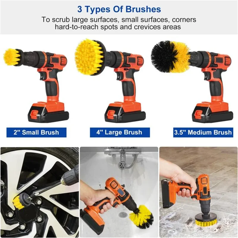 Power Tools Kit Set - 3 Parça/Set Güçlü Matkap Fırça Seti